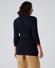Load image into Gallery viewer, N.Peal Women&#39;s Relaxed Belted Cashmere Cardigan Navy Blue
