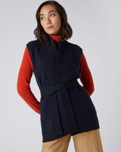 Load image into Gallery viewer, N.Peal Women&#39;s Basketweave Sleeveless Cashmere Cardigan Navy Blue

