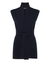 Load image into Gallery viewer, N.Peal Women&#39;s Basketweave Sleeveless Cashmere Cardigan Navy Blue
