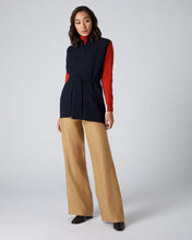 Load image into Gallery viewer, N.Peal Women&#39;s Basketweave Sleeveless Cashmere Cardigan Navy Blue

