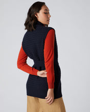 Load image into Gallery viewer, N.Peal Women&#39;s Basketweave Sleeveless Cashmere Cardigan Navy Blue
