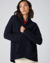 Load image into Gallery viewer, N.Peal Women&#39;s Basketweave Cashmere Cardigan Navy Blue
