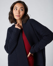 Load image into Gallery viewer, N.Peal Women&#39;s Basketweave Cashmere Cardigan Navy Blue
