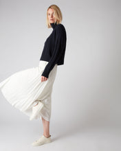Load image into Gallery viewer, N.Peal Women&#39;s Multi Cable Roll Neck Cashmere Jumper Navy Blue
