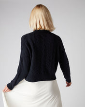 Load image into Gallery viewer, N.Peal Women&#39;s Multi Cable Roll Neck Cashmere Jumper Navy Blue
