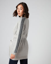 Load image into Gallery viewer, N.Peal Women&#39;s Cable Sleeve Cashmere Cardigan Fumo Grey
