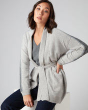 Load image into Gallery viewer, N.Peal Women&#39;s Cable Sleeve Cashmere Cardigan Fumo Grey
