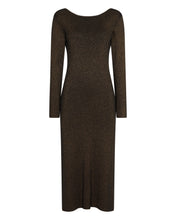 Load image into Gallery viewer, N.Peal Women&#39;s Lurex Scoop Back Dress Copper Brown Sparkle
