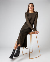 Load image into Gallery viewer, N.Peal Women&#39;s Lurex Scoop Back Dress Copper Brown Sparkle
