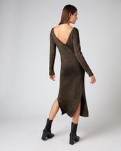 Load image into Gallery viewer, N.Peal Women&#39;s Lurex Scoop Back Dress Copper Brown Sparkle
