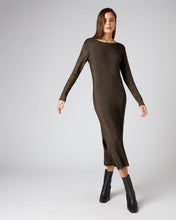 Load image into Gallery viewer, N.Peal Women&#39;s Lurex Scoop Back Dress Copper Brown Sparkle
