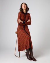 Load image into Gallery viewer, N.Peal Women&#39;s Lattice Knit Dress Amber Orange
