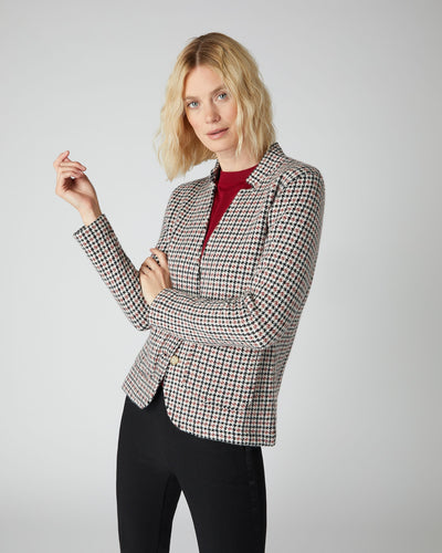 N.Peal Women's Houndstooth Milano Cashmere Blazer Multi