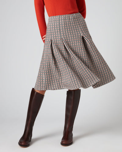 N.Peal Women's Houndstooth Midi Cashmere Skirt Multi