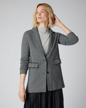 Load image into Gallery viewer, N.Peal Women&#39;s Houndstooth Longline Blazer Black
