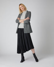 Load image into Gallery viewer, N.Peal Women&#39;s Houndstooth Longline Blazer Black
