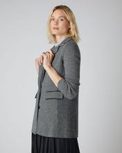 Load image into Gallery viewer, N.Peal Women&#39;s Houndstooth Longline Blazer Black

