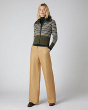 Load image into Gallery viewer, N.Peal Women&#39;s Houndstooth Fur Trim Cashmere Cardigan Green
