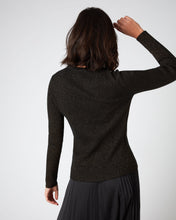 Load image into Gallery viewer, N.Peal Women&#39;s Lurex Rib Round Neck Cashmere Jumper Copper Brown Sparkle
