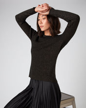 Load image into Gallery viewer, N.Peal Women&#39;s Lurex Rib Round Neck Cashmere Jumper Copper Brown Sparkle

