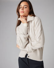 Load image into Gallery viewer, N.Peal Women&#39;s Shearling Cable Cashmere Cardigan Snow Grey
