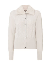 Load image into Gallery viewer, N.Peal Women&#39;s Shearling Cable Cashmere Cardigan Snow Grey

