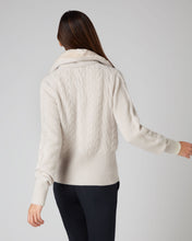 Load image into Gallery viewer, N.Peal Women&#39;s Shearling Cable Cashmere Cardigan Snow Grey
