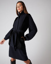 Load image into Gallery viewer, N.Peal Women&#39;s Shearling Belted Cashmere Gilet Navy Blue
