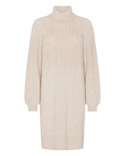 Load image into Gallery viewer, N.Peal Women&#39;s Roll Neck Cable Cashmere Dress Heather Beige Brown

