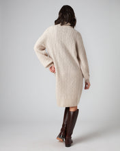 Load image into Gallery viewer, N.Peal Women&#39;s Roll Neck Cable Cashmere Dress Heather Beige Brown

