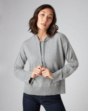 Load image into Gallery viewer, N.Peal Women&#39;s Metal Sleeve Cashmere Hoodie Flannel Grey
