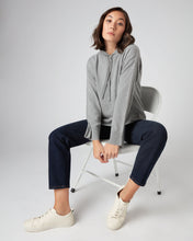 Load image into Gallery viewer, N.Peal Women&#39;s Metal Sleeve Cashmere Hoodie Flannel Grey

