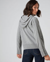 Load image into Gallery viewer, N.Peal Women&#39;s Metal Sleeve Cashmere Hoodie Flannel Grey
