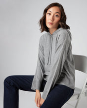 Load image into Gallery viewer, N.Peal Women&#39;s Metal Sleeve Cashmere Hoodie Flannel Grey
