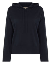 Load image into Gallery viewer, N.Peal Women&#39;s Metal Sleeve Cashmere Hoodie Navy Blue

