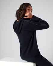 Load image into Gallery viewer, N.Peal Women&#39;s Metal Sleeve Cashmere Hoodie Navy Blue

