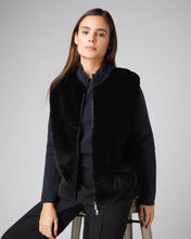 Load image into Gallery viewer, N.Peal Women&#39;s Shearling Ribbed Cashmere Jacket Navy Blue
