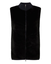 Load image into Gallery viewer, N.Peal Women&#39;s Shearling Ribbed Cashmere Gilet Navy Blue

