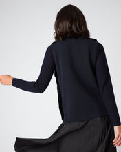 Load image into Gallery viewer, N.Peal Women&#39;s Shearling Ribbed Cashmere Gilet Navy Blue
