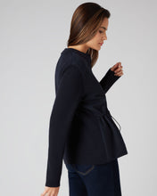 Load image into Gallery viewer, N.Peal Women&#39;s Woven Front Cashmere Jacket Navy Blue
