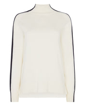 Load image into Gallery viewer, N.Peal Women&#39;s Stripe Sleeve Jumper New Ivory White
