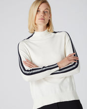 Load image into Gallery viewer, N.Peal Women&#39;s Stripe Sleeve Jumper New Ivory White
