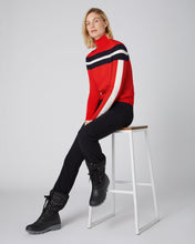 Load image into Gallery viewer, N.Peal Women&#39;s Stripe Roll Neck Jumper Red
