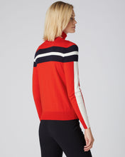 Load image into Gallery viewer, N.Peal Women&#39;s Stripe Roll Neck Jumper Red
