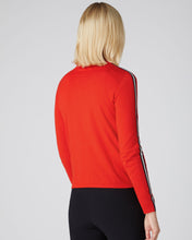 Load image into Gallery viewer, N.Peal Women&#39;s Stripe Sleeve Half Zip Jumper Red
