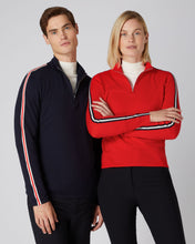 Load image into Gallery viewer, N.Peal Men&#39;s Stripe Half Zip Jumper Navy Blue
