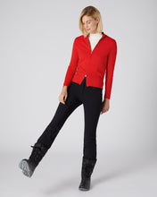 Load image into Gallery viewer, N.Peal Women&#39;s Stripe Sleeve Full Zip Jumper Red
