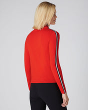 Load image into Gallery viewer, N.Peal Women&#39;s Stripe Sleeve Full Zip Jumper Red
