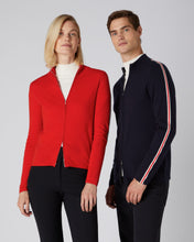 Load image into Gallery viewer, N.Peal Men&#39;s Stripe Full Zip Jumper Navy Blue
