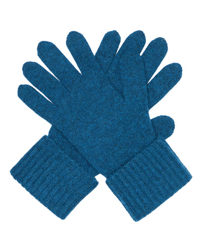 N.Peal Women's Ribbed Cashmere Gloves Lagoon Blue